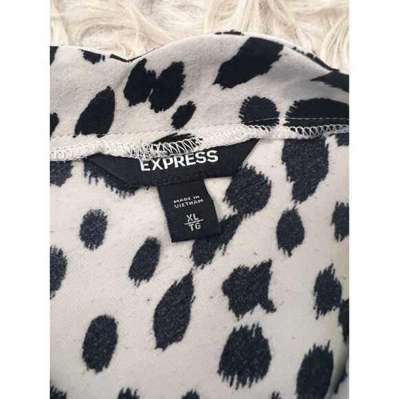 Express Black & White Polka Dot Print Womens Sleeveless Blouse V-neck Size XL - Picture 5 of 10